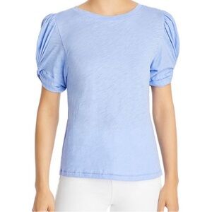 Goldie Lewinter Light Blue Pima Cotton Puffed Twist Sleeve Top